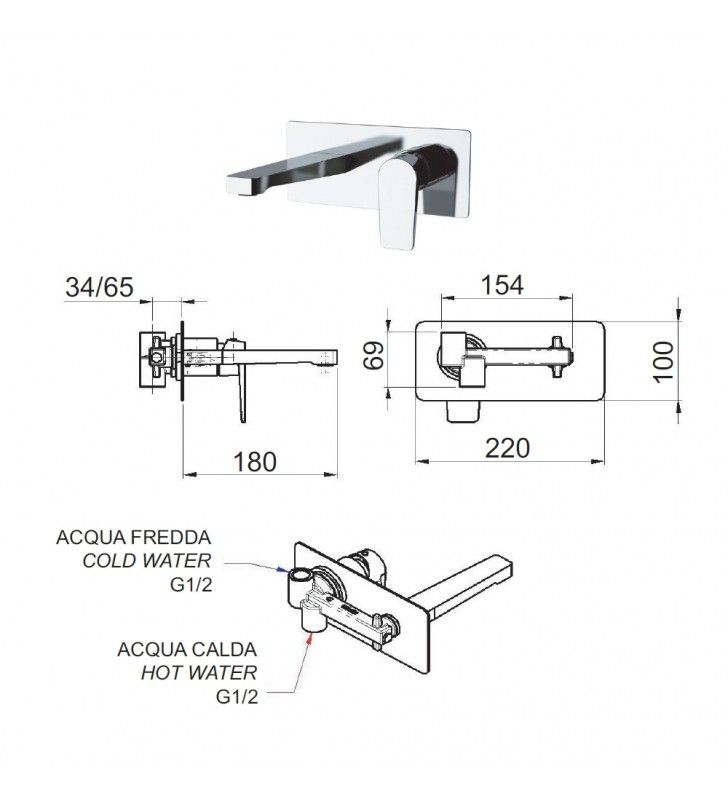 Rubinetto doccia esterno con kit doccia - serie dream cod 76221