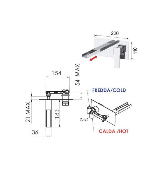 Set doccia con soffione ultrapiatto - serie qubika cascata cod 76430