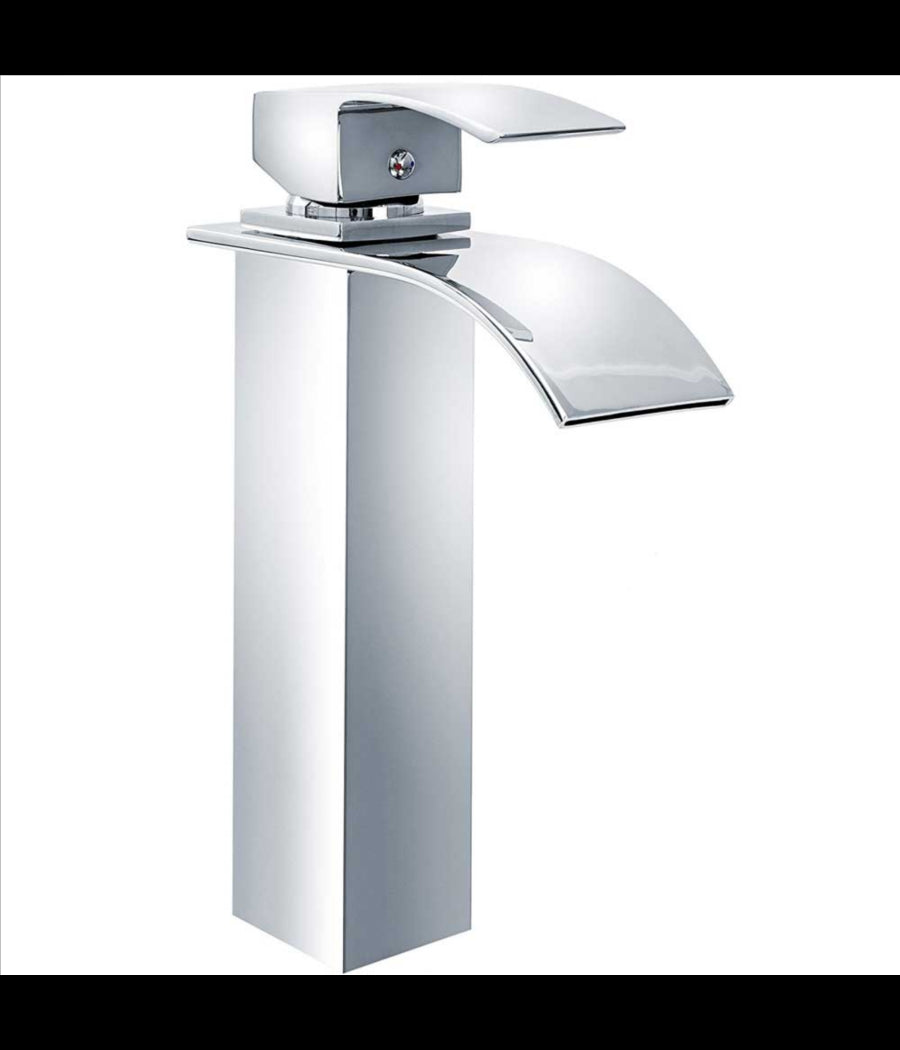 Rubinetto Alto Da Bagno Design Moderno A Cascata Miscelatore Monocomando Cromato         