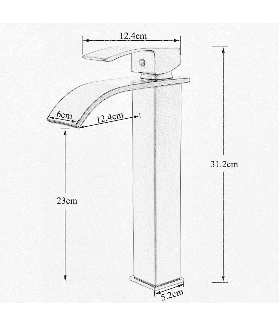 Rubinetto Alto Da Bagno Design Moderno A Cascata Miscelatore Monocomando Nero         