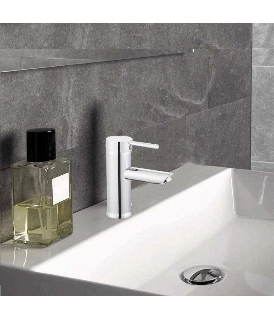 Rubinetto Bagno Cromato Lucido Miscelatore Orientabile Lavabo A Canna Bassa 87386         