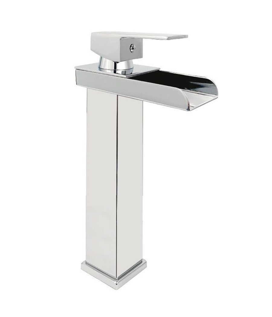 Rubinetto Bagno Design Moderno A Cascata Miscelatore Monocomando Alto Cromato         