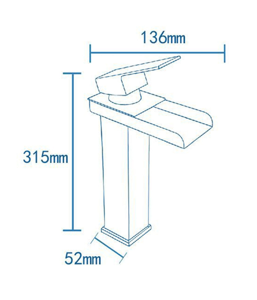 Rubinetto Bagno Design Moderno A Cascata Miscelatore Monocomando Alto Cromato         