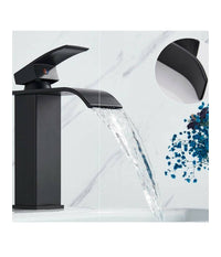 Rubinetto Bagno Lavabo Miscelatore A Cascata Nero Ottone Monocomando Moderno         