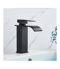 Rubinetto Bagno Lavabo Miscelatore A Cascata Nero Ottone Monocomando Moderno         