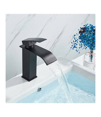 Rubinetto Bagno Lavabo Miscelatore A Cascata Nero Ottone Monocomando Moderno         