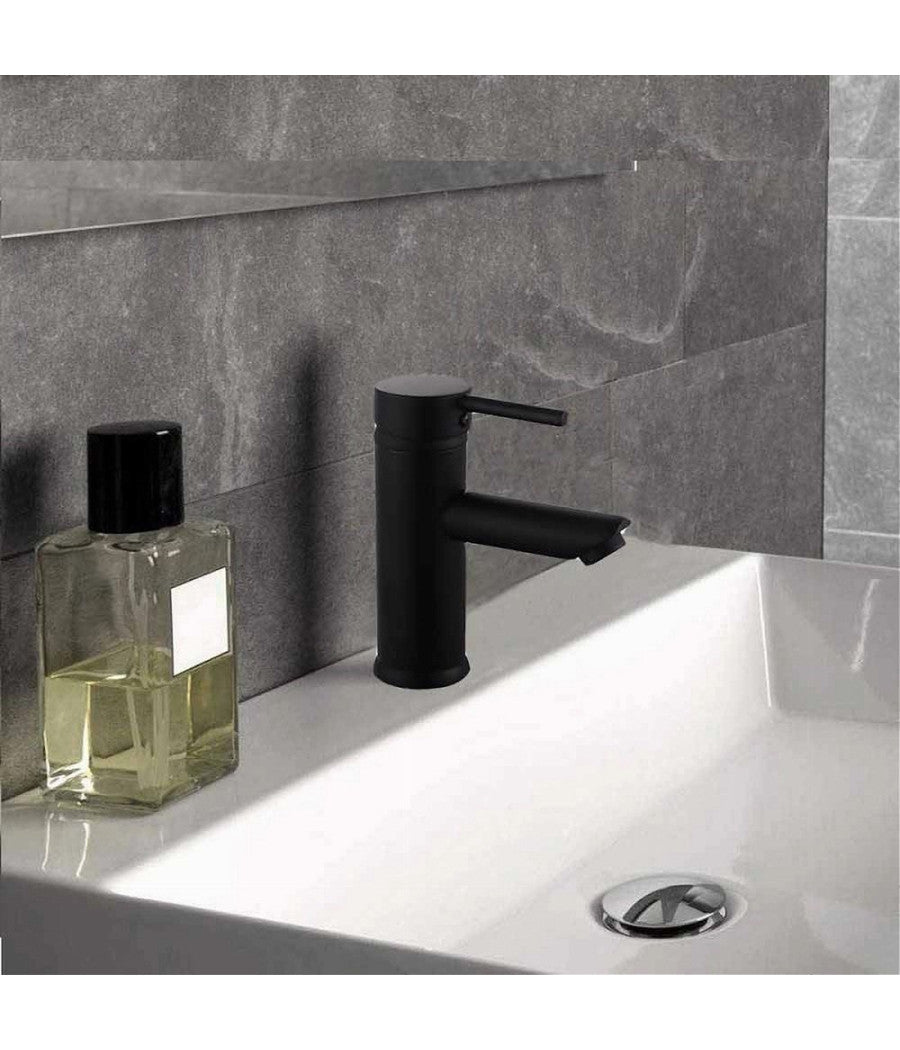 Rubinetto Bagno Moderno Nero Opaco Miscelatore Orientabile Lavabo Canna Bassa 87391         