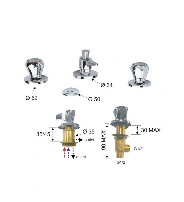 Rubinetto esterno doccia - serie 1000-2000 cod 76691