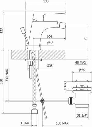 Rubinetto Miscelatore Monocomando Bidet in Ottone Cromato Bonussi