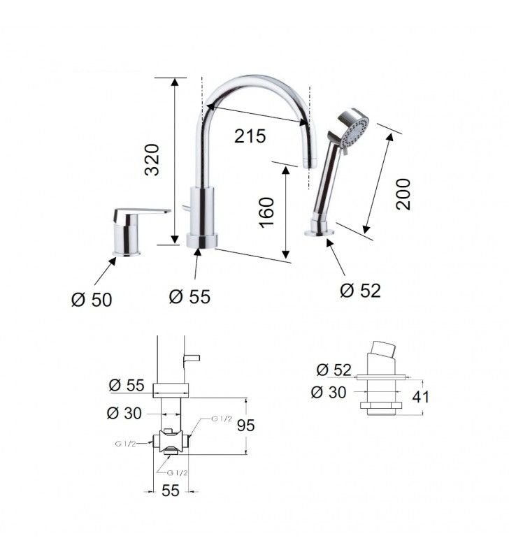 Dream remer miscelatore monocomando lavabo alto con o senza piletta click-clack cod 76214