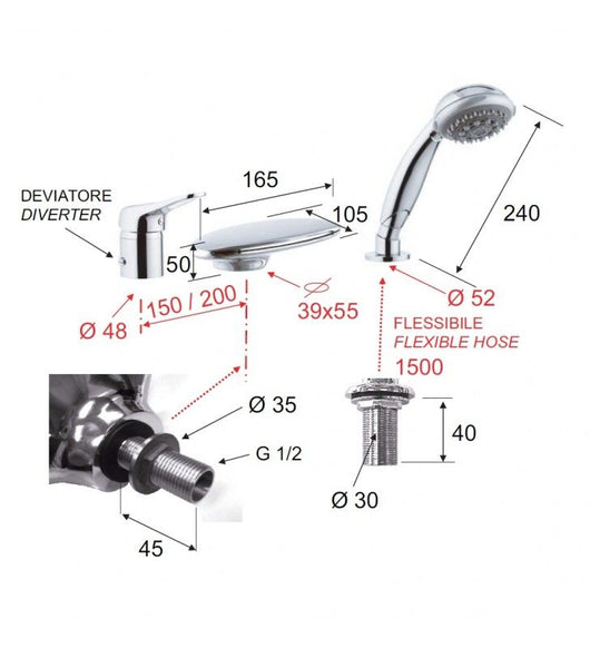 Rubinetto lavabo remer con piletta in plastica - serie kiss cod 76157