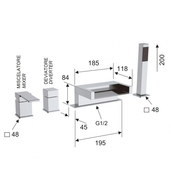 Qubika cascata remer miscelatore alto per lavabo con effetto cascata cod 76423