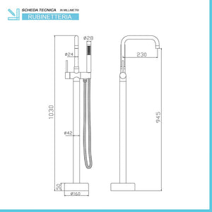 Rubinetto da terra per vasca freestanding cromato