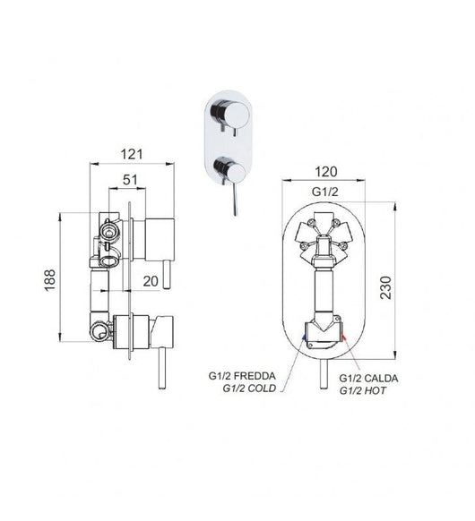 Miscelatore termostatico esterno vascasenza kit doccia - serie elegance cod 76260