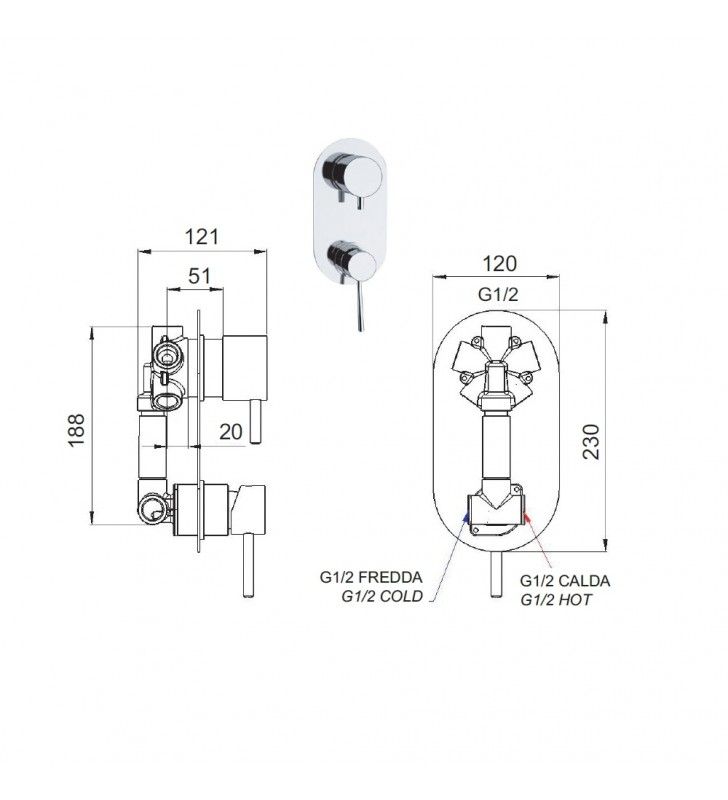 Miscelatore termostatico esterno vascasenza kit doccia - serie elegance cod 76260