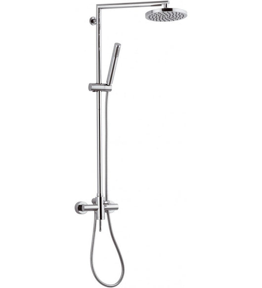 Rubinetto esterno doccia con colonna minimal saliscendi girevole e soffione serie minimal cod 76032