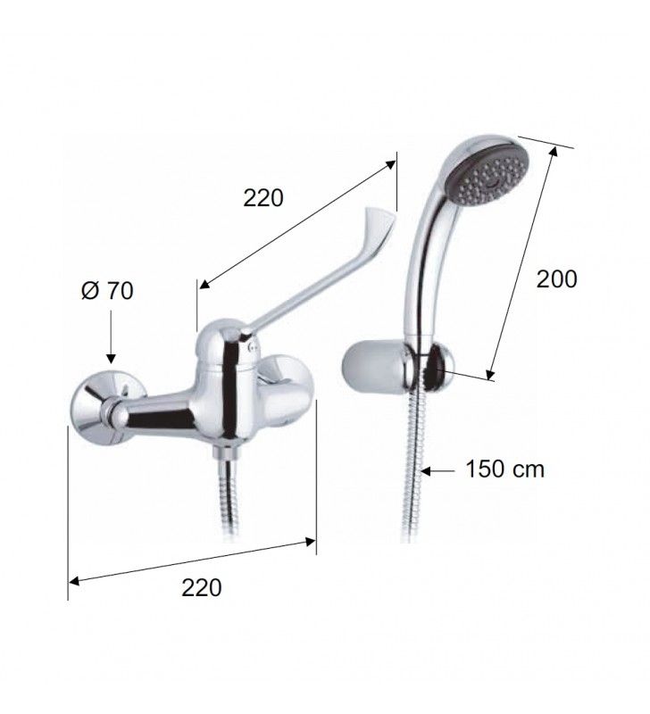 Rubinetto per lavabo o lavello con bocca girevole corta, per bassa pressione - serie kiss cod 76180