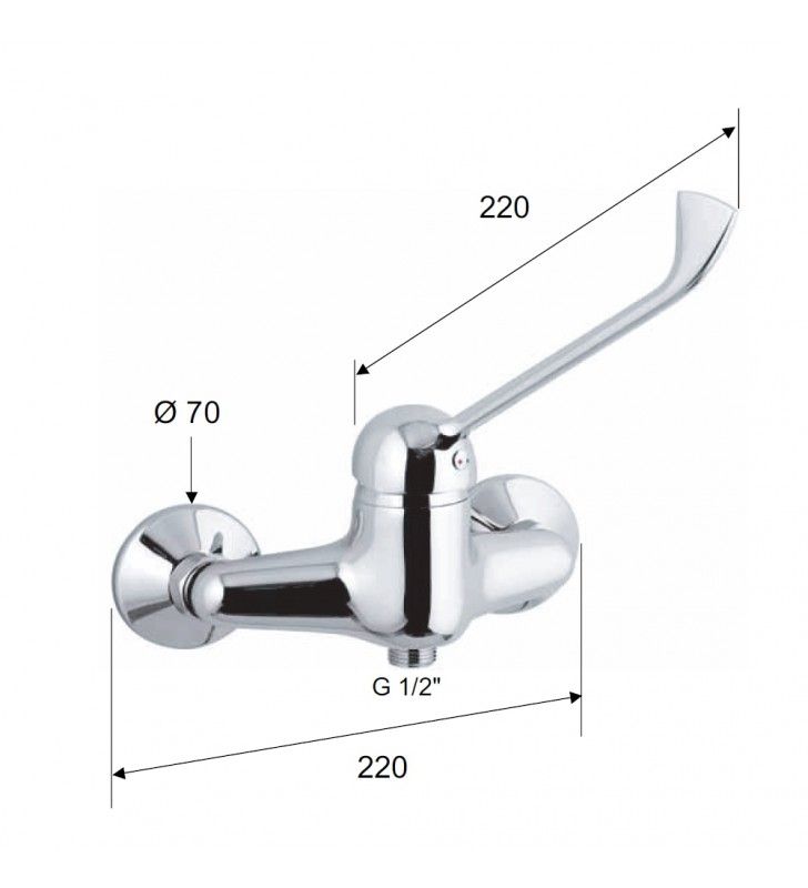 Rubinetto esterno per doccia con doccia duplex con leva lunga - serie kiss cod 76176