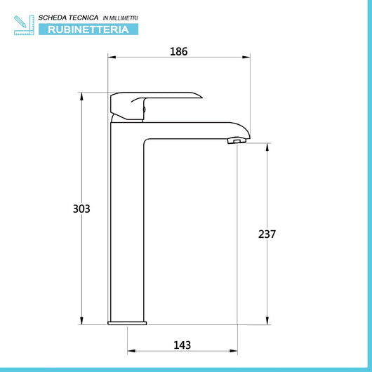 Rubinetto lavabo alto cromato serie Dalila