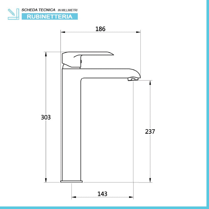 Rubinetto lavabo alto cromato serie Dalila