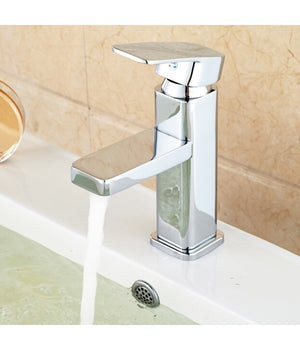 Rubinetto Lavabo Bagno Moderno Miscelatore Lavandino Monocomando Ottone Cromato         