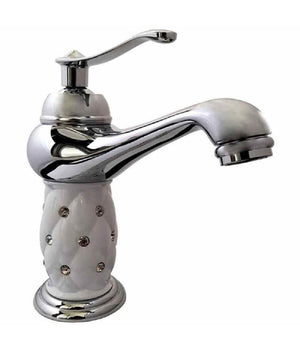 Rubinetto Lavabo Brillantini Miscelatore Bagno Monoforo Argento 52155 Canna Bassa         