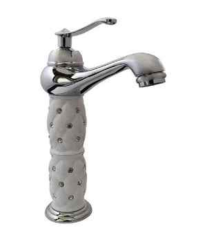 Rubinetto Lavabo Brillantini Miscelatore Bagno Monoforo Argento Canna Alta 52156         