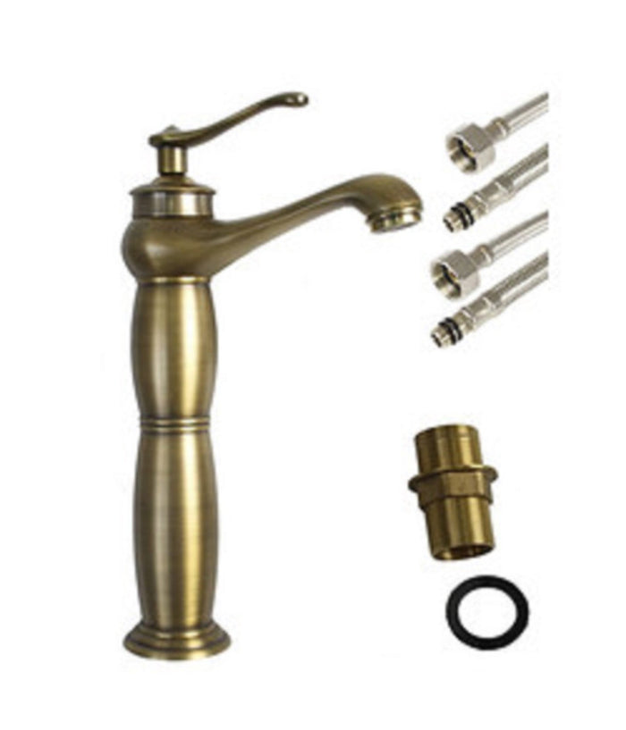 Rubinetto Lavabo Bronzo A Canna Alta Miscelatore Monoforo Lavandino Bagno         