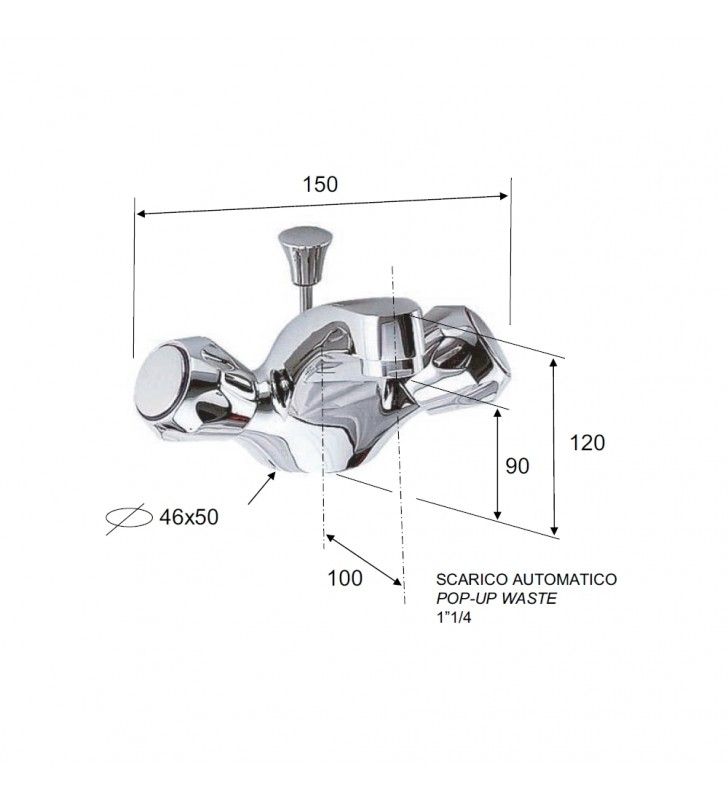 Rubinetto bidet con scarico automatico - serie 1000-2000 cod 76686