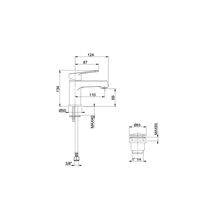 Rubinetto lavabo cromato monocomando flash