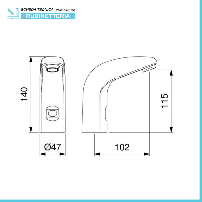 Rubinetto lavabo elettronico a fotocellula Idral ottone cromo