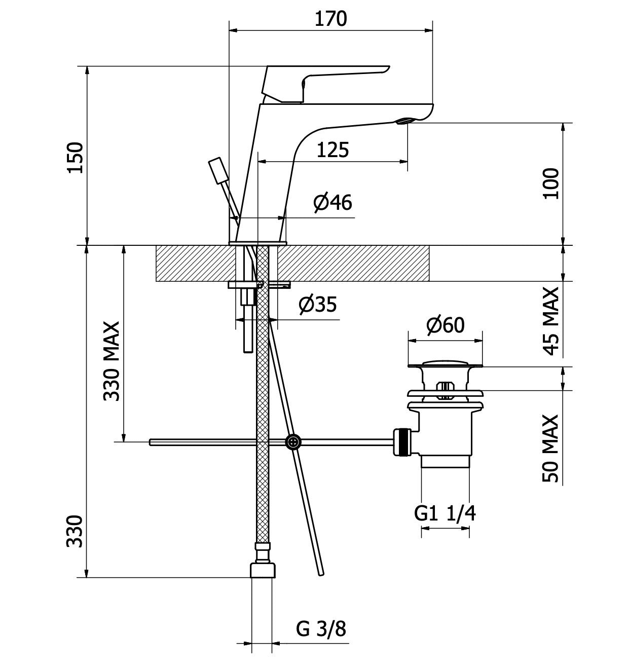 Rubinetto Miscelatore Monocomando Lavabo in Ottone Cromato Bonussi