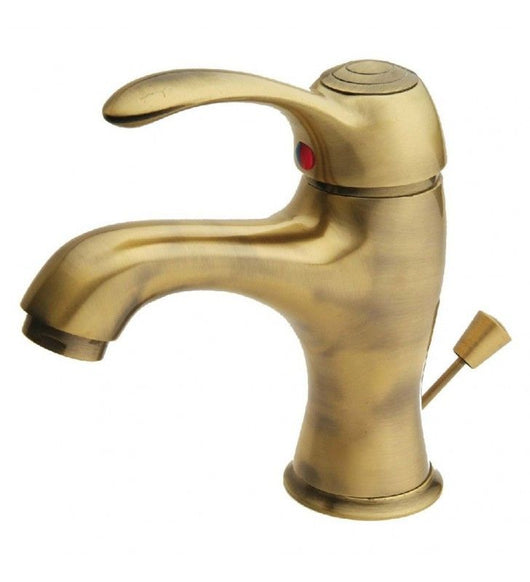 Miscelatore per lavabo serie distri vecchio ottone finitura ottone antico cod 75558