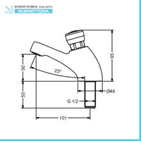 Rubinetto lavabo temporizzato a pulsante Idral ottone cromo