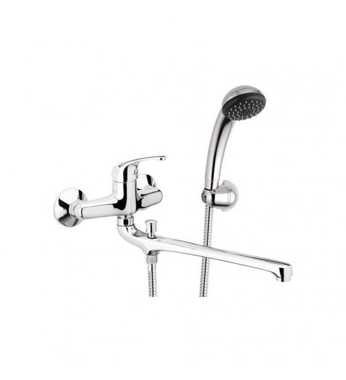 Rubinetto lavabo/vascacon bocca fusa lunga e kit doccia - serie 35 cod 76577