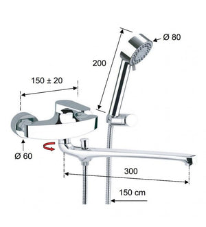 Rubinetto doccia con deviatore a tre vie su unica piastra - serie class line cod 75891