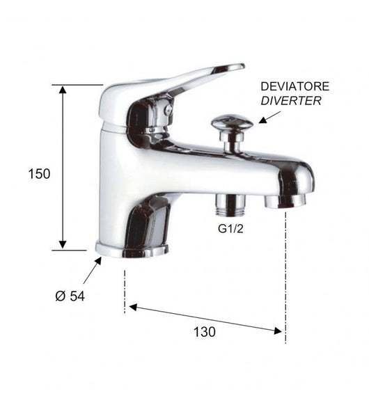 Miscelatore bordo vasca con doccino e flessibile remer - serie kiss cod 76153