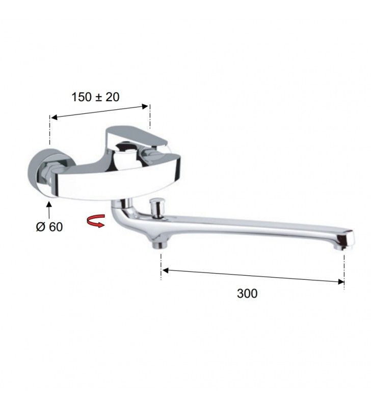 Rubinetto doccia con deviatore a due posizioni su piastra unica - serie class line cod 75890