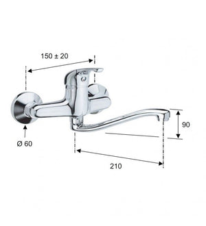 Rubinetto lavello con bocca alta girevole, tipo lusso - serie 35 cod 76573