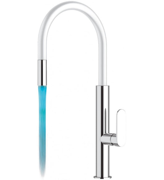 Rubinetto lavello canna bianca con dispositivo led - serie kitchen white spout colour cod 76615