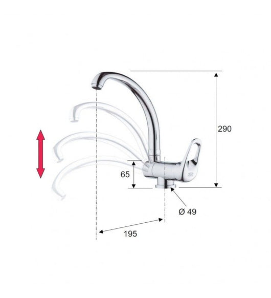 Rubinetto lavabo/vascacon bocca fusa lunga e kit doccia - serie remix cod 76609