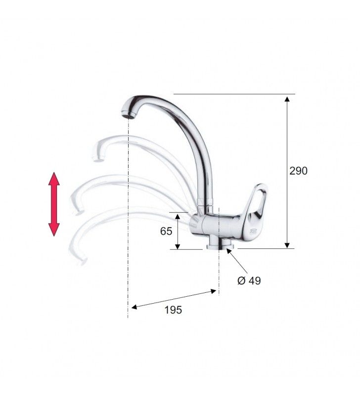 Rubinetto lavabo/vascacon bocca fusa lunga e kit doccia - serie remix cod 76609