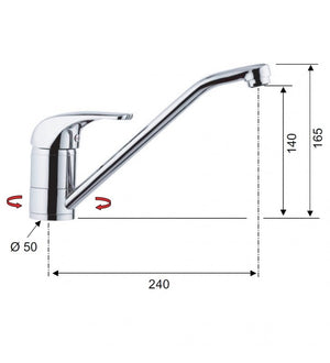 Rubinetto lavello con bocca alta a u girevole - serie project cod 76645