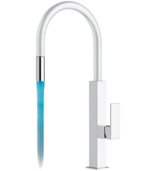 Rubinetto lavello con canna bianca e dispositivo led - serie kitchen white spout colour cod 76616