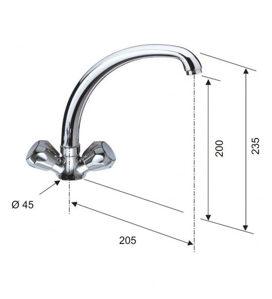 Colonna doccia con soffione doccia e rubinetto a squadra - serie 1000-2000 cod 76704