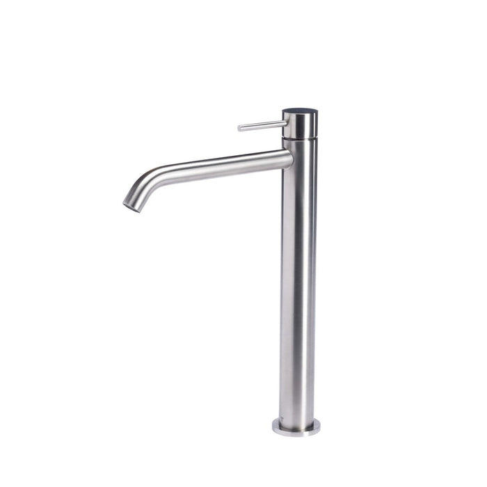 Miscelatore alto 30 cm per lavabo con bocca lunga 18 cm in acciaio inox 316l di tubico tevere