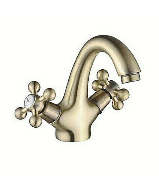 Rubinetto Miscelatore Lavabo Bagno Ottone Dorato Bronzo Modello Roma 52805a         