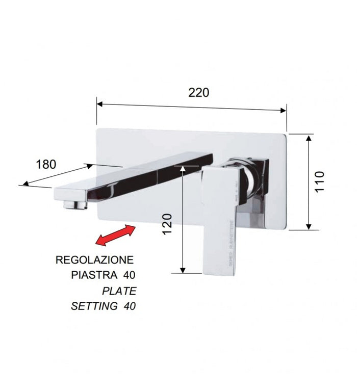 Miscelatore quadrato a parete serie qubika remer cod 75499