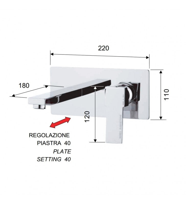 Miscelatore quadrato a parete serie qubika remer cod 75499