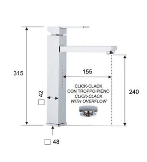 Rubinetto lavabo alto qubika cod 75495